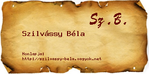 Szilvássy Béla névjegykártya