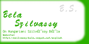 bela szilvassy business card